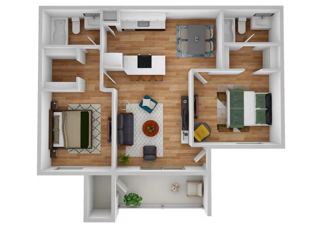 Two Bedrooms - Two Bath Patio 3127 floor plan